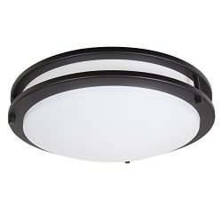 Maxxima 14″ Black LED Ceiling Mount Light Fixture – Warm White, 1650 Lumens Dimmable ...