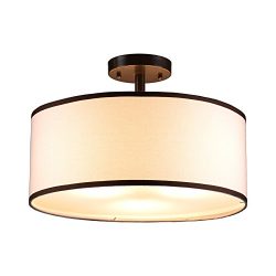 CO-Z Bronze 3-Light Drum Chandelier, Semi Flush Mount Contemporary Ceiling Lighting Fixture with ...