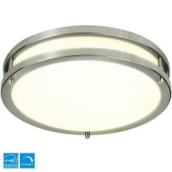 LB72118 LED Flush Mount Ceiling Light, Antique Brushed Nickel, 12-Inch, 15W 3000K Warm White, 10 ...