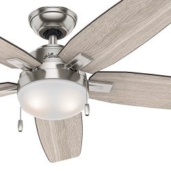 Hunter Fan 54 in. Contemporary Ceiling Fan in Brushed Nickel with LED Light Kit (Certified Refur ...