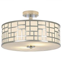 SOTTAE Elegant 15.74″ 2 Lights Modern Chrome Finish Glass Diffuser Livingroom Bedroom Flus ...