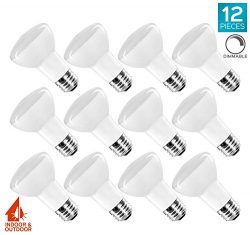 12-Pack BR20 LED Bulb, Luxrite, 45W Equivalent, 6500K Daylight White, Dimmable, 460 Lumens, R20  ...