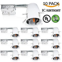 Sunco Lighting 10 PACK – 4″ inch Remodel LED Can Air Tight IC Housing LED Recessed L ...