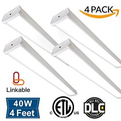 4000 Lumens Linkable LED Wraparound Flushmount Light, 4FT LED Shop Light for Garage,40W 5000K ET ...