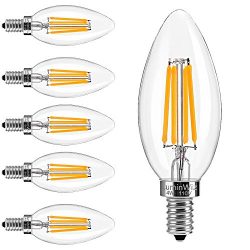 LED Candelabra bulbs, LuminWiz 4W 2700K E12 Base LED Filament Chandelier Light Bulbs 40W Equival ...