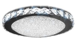 iLett Crystal Round LED Ceiling Light, Russian Style, 14″, 18W (75W equivalent), 1440lm, 6 ...