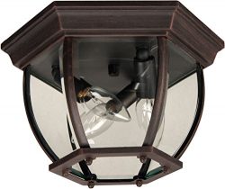 Craftmade Z433-07 Outdoor Flush Mount Light with Beveled Glass Shades, Rust Finish