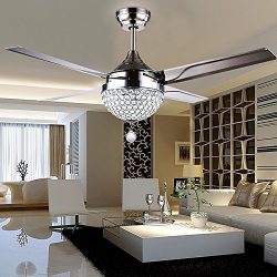 Tropicalfan Crystal Modern Ceiling Fan Remote Control Home Decoration Living Room Dinner Room Si ...