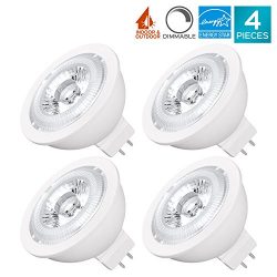 4-Pack MR16 GU5.3 LED Bulbs, Luxrite, 50W Equivalent, 5000K Bright White, Dimmable, 550 Lumens,  ...