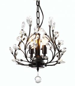 Garwarm 3 Lights Crystal Chandeliers,Ceiling Lights,Crystal Pendant Lighting,Ceiling Light Fixtu ...