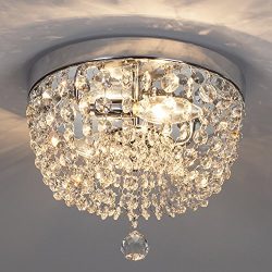 Glanzhaus Fashion Designed Mini Style 9.84″ Chrome Finish Crystal Ceiling light, 2-Light C ...