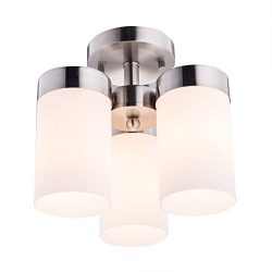 CO-Z 3-light Semi Flush Mount Nickel Finish Mini Chandelier, Ceiling Light Fixture with Satin Et ...