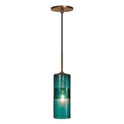 Jesco Lighting PD408-TE/BZ 1-Light Line Voltage Pendant and Canopy with Bronze Socket, Teal