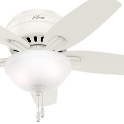 Hunter Fan 42″ Low Profile Ceiling Fan in Fresh White with Clear Frosted Glass Light Kit,  ...