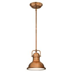 Westinghouse 63086B Boswell One-Light LED Indoor Pendant, Washed Copper Finish with Frosted Pris ...