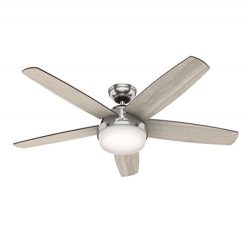 Hunter Fan 54 in. LED Indoor Brushed Nickel Ceiling Fan with Light and Remote Control (Certified ...