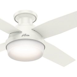 Hunter Fan 44″ Contemporary Low Profile Ceiling Fan in Fresh White with LED Light Kit and  ...