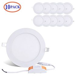 Brillihood 12W 6-inch Ultra-thin Round LED Recessed Ceiling Panel Down Light Lamp with Driver, 1 ...