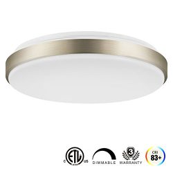 LVWIT LED Flush Mount Ceiling Light，15 Inch Dimmable 22W(160W Equivalent) Round Lighting，3000K ...