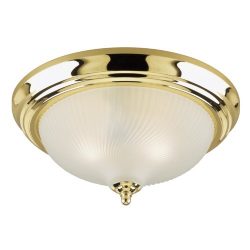 Westinghouse 6430300 3-Light Flush-Mount Interior Ceiling Fixture, Polished Brass Finish with Fr ...