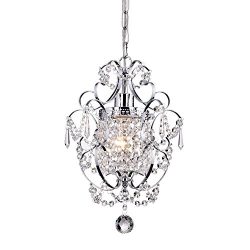 Crystal Mini Chandelier Lighting 1 Light Chrome Chandeliers Iron Ceiling Light Fixture 17011