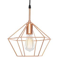 Light Society Verity Geometric Pendant Light, Rose Gold, Modern Industrial Lighting Fixture (LS- ...