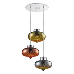 SereneLife SLLMP36 Triple Pendant Hanging Lamp Sculpted Glass Dome Globes