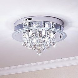 Saint Mossi Modern K9 Crystal Raindrop Chandelier Lighting Flush mount LED Ceiling Light Fixture ...