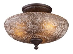 Elk 66191-3 Norwich 3-Light Semi-Flush Mount, Oiled Bronze, 9-1/2-Inch H By 14-Inch W