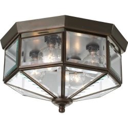 Progress Lighting P5789-20 Octagonal Close-To-Ceiling Fixture with Clear Bound Beveled Glass, An ...