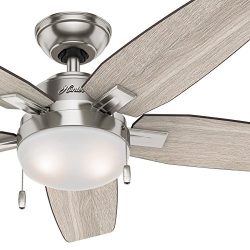 Hunter Fan 46 in. Contemporary Ceiling Fan with LED Light Kit, Brushed Nickel (Certified Refurbi ...