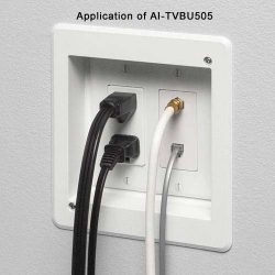 Arlington TVBU505-1 Recessed TV Box Wall Plate Kit Paintable 2-Gang, White