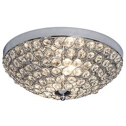 SOTTAE Fashionable 2 Lights Bowl Shaped Crystal Mental Shade Chrome Finish Bedroom Living Room H ...