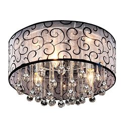 DINGGU™ 4 Lights Flush Mounted Modern Drum Ceiling Light Chandelier Lamp Fixtures Rain Drop Deco ...