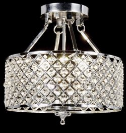 Top Lighting Chrome Round Shade Crystal Semi-Flush Mount Chandelier 4-light Ceiling Fixture