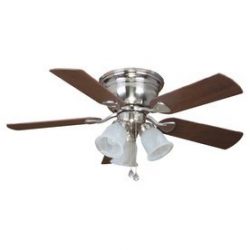 Harbor Breeze Centerville 42-in Brushed Nickel Flush Mount Indoor Ceiling Fan with Light Kit