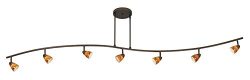 Cal Lighting 954-77L-RU/AMS Track Lighting with Amber Glass Shades, Rust Finish