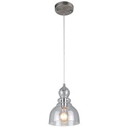 Westinghouse 6100700 One-Light Indoor Mini Pendant, Brushed Nickel Finish with Clear Seeded Glass