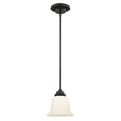 6304700 Harwell One-Light Indoor Mini Pendant, Amber Bronze Finish with White Opal Glass