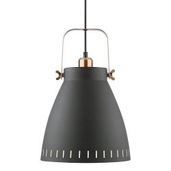 Light Society Grigsby Pendant Light, Sand Textured Black Shade with Brushed Copper Finish, Moder ...