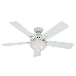 Hunter 53122 Beachcomber 52-Inch White Ceiling Fan with Five White Beadboard Blades and Light Kit