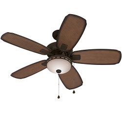 Harbor Breeze Oyster Cove 52-in Aged Bronze Downrod or Close Mount Indoor/Outdoor Ceiling Fan wi ...