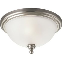 Progress Lighting P3312-09 2-Light Close-To-Ceiling Fixture with White Etched Glass, Brushed Nickel