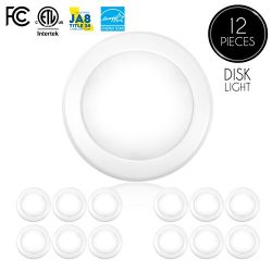 Parmida (12 Pack) 5/6” Dimmable LED Disk Light Flush Mount Ceiling Fixture, 15W (120W Replacemen ...