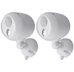 Mr. Beams 2-Pack MB330 Wireless LED Spotlight with Motion Sensor and Photocell, White