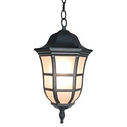 eTopLighting Le Noir Collection Matte Black Hanging Light, Ceiling Light Pendant with Frosted Gl ...