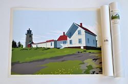 Monhegan Island Light Print (18×24 Giclee Poster, Wall Decor Art)