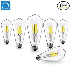 LED Edison Light Bulbs 60W Equivalent Halogen Replacement Dimmable E26 Base Vintage Filament Pen ...