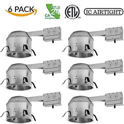 Four-Bros Lighting RM6-SH/LED/6PK Shallow Remodel 6″ LED Recessed Lighting-Line Voltage-IC ...