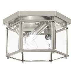 Sea Gull Lighting 7648-962 Bretton Three-Light Flush Mount Ceiling Light with Clear Beveled Glas ...